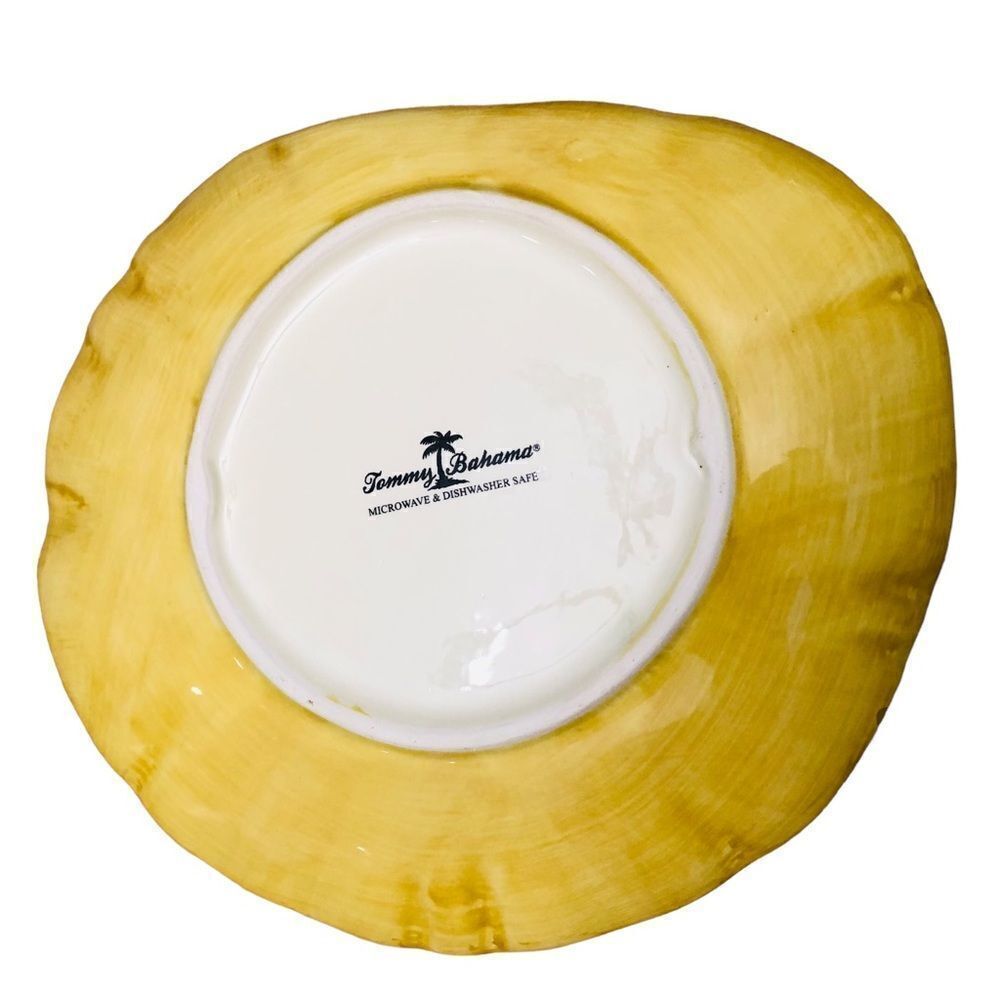 Tommy Bahama Set/3 Ambiance Curled Edge Yellow Green Tropical Print Salad Plates - Picture 7 of 9